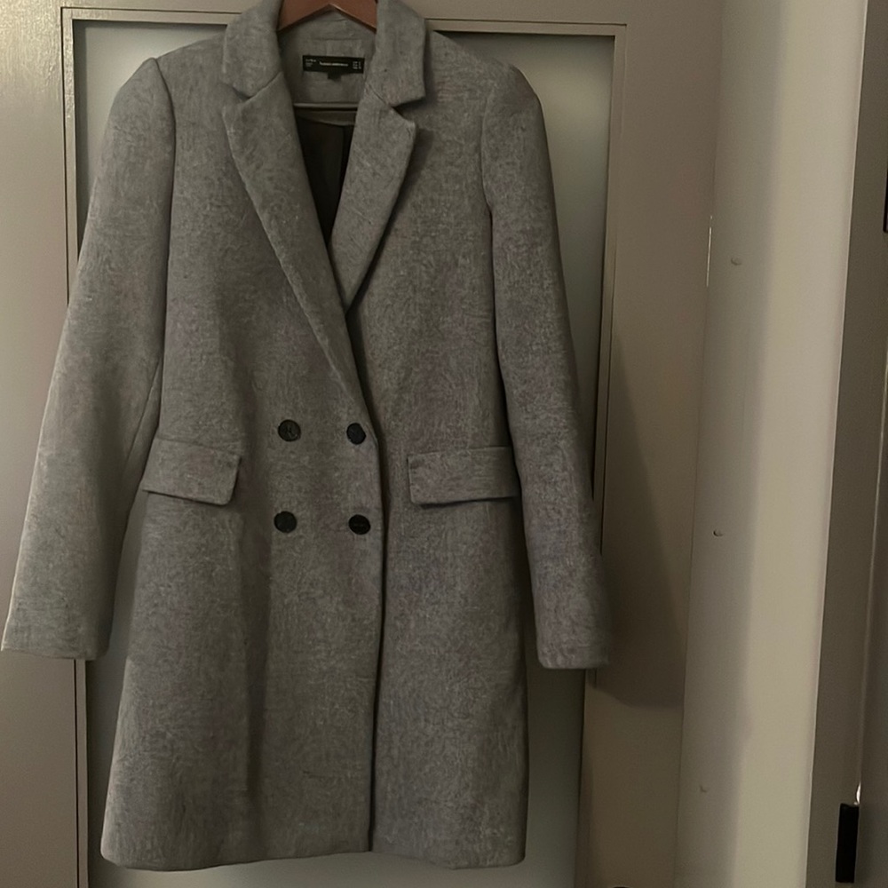 Zara Heather Grey Long Coat in S